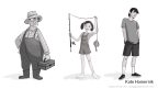 family camping character designs