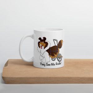 The See Me Rollin', White glossy dog mug