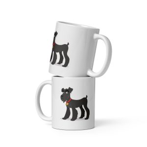 Schnauzer dog white glossy mug