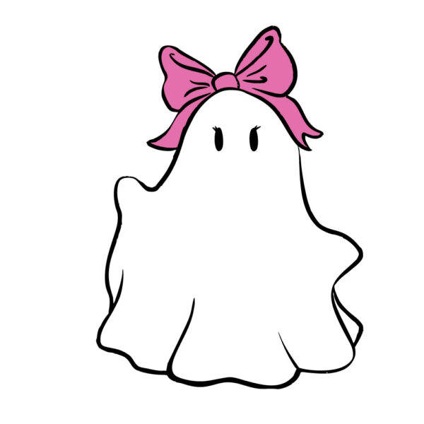 Ghost with a bow Halloween lawn decor