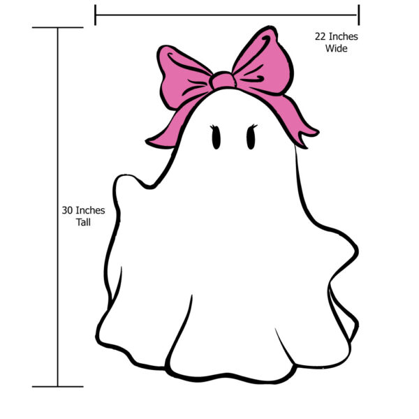 Ghost with a bow Halloween lawn decor - Image 8