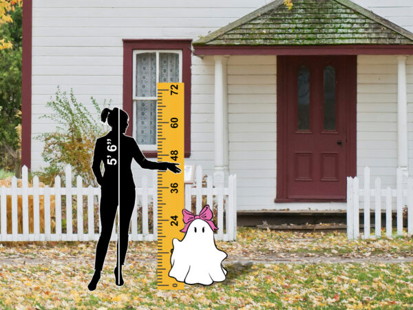 Ghost with a bow Halloween lawn decor