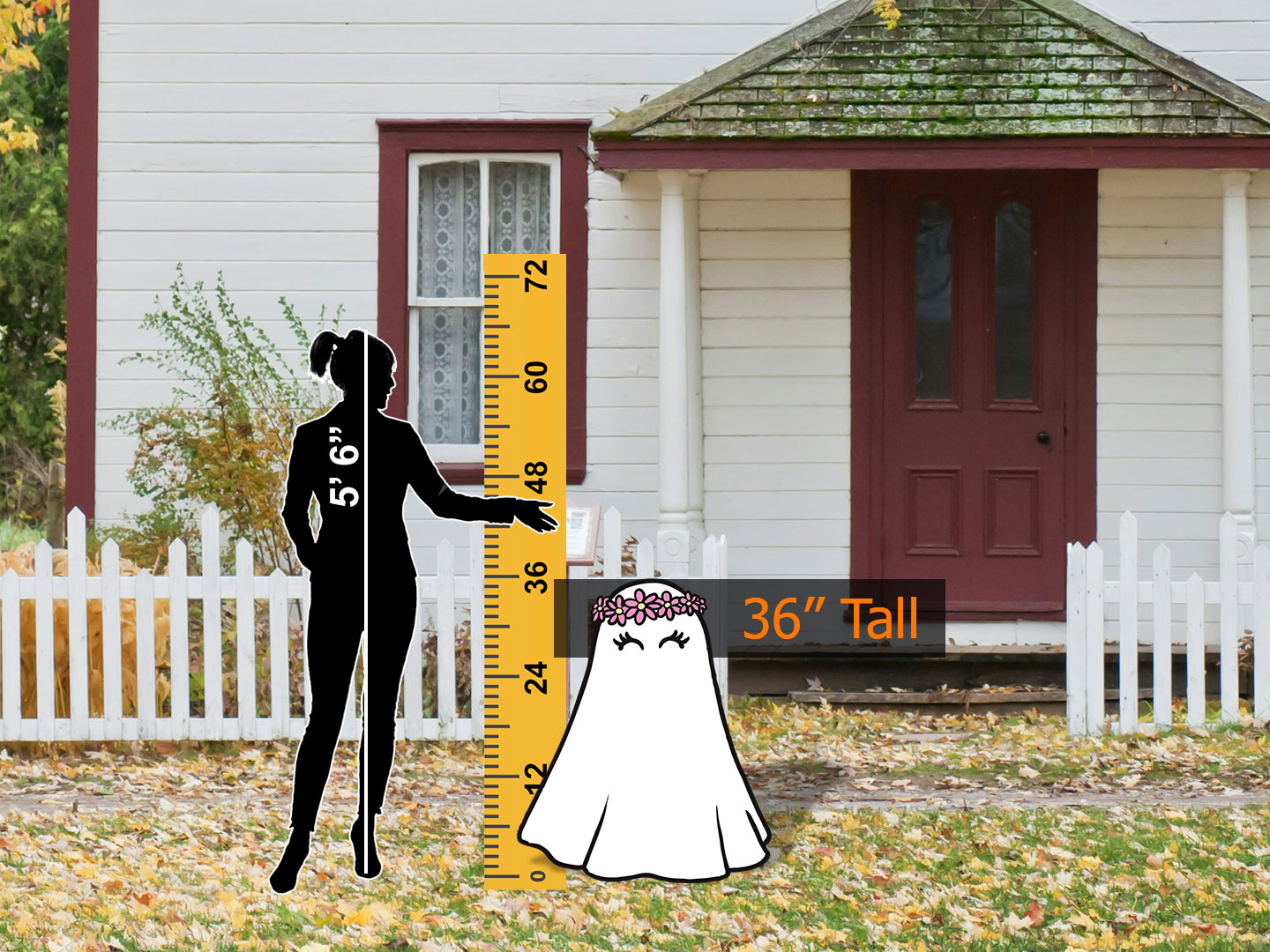 Ghost with a Flower Crown Halloween Lawn Sign - Image 5