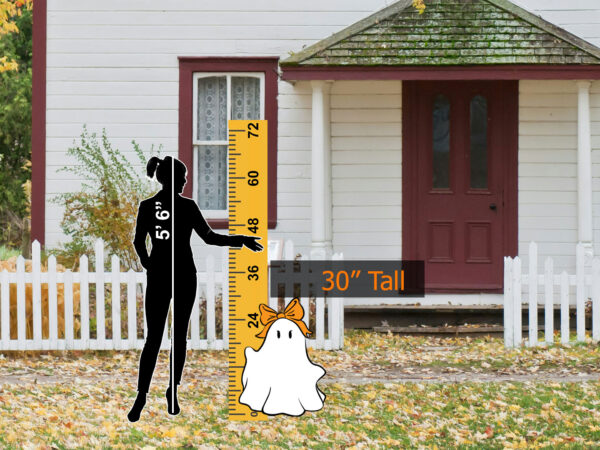Ghost with a bow Halloween lawn decor - Image 2